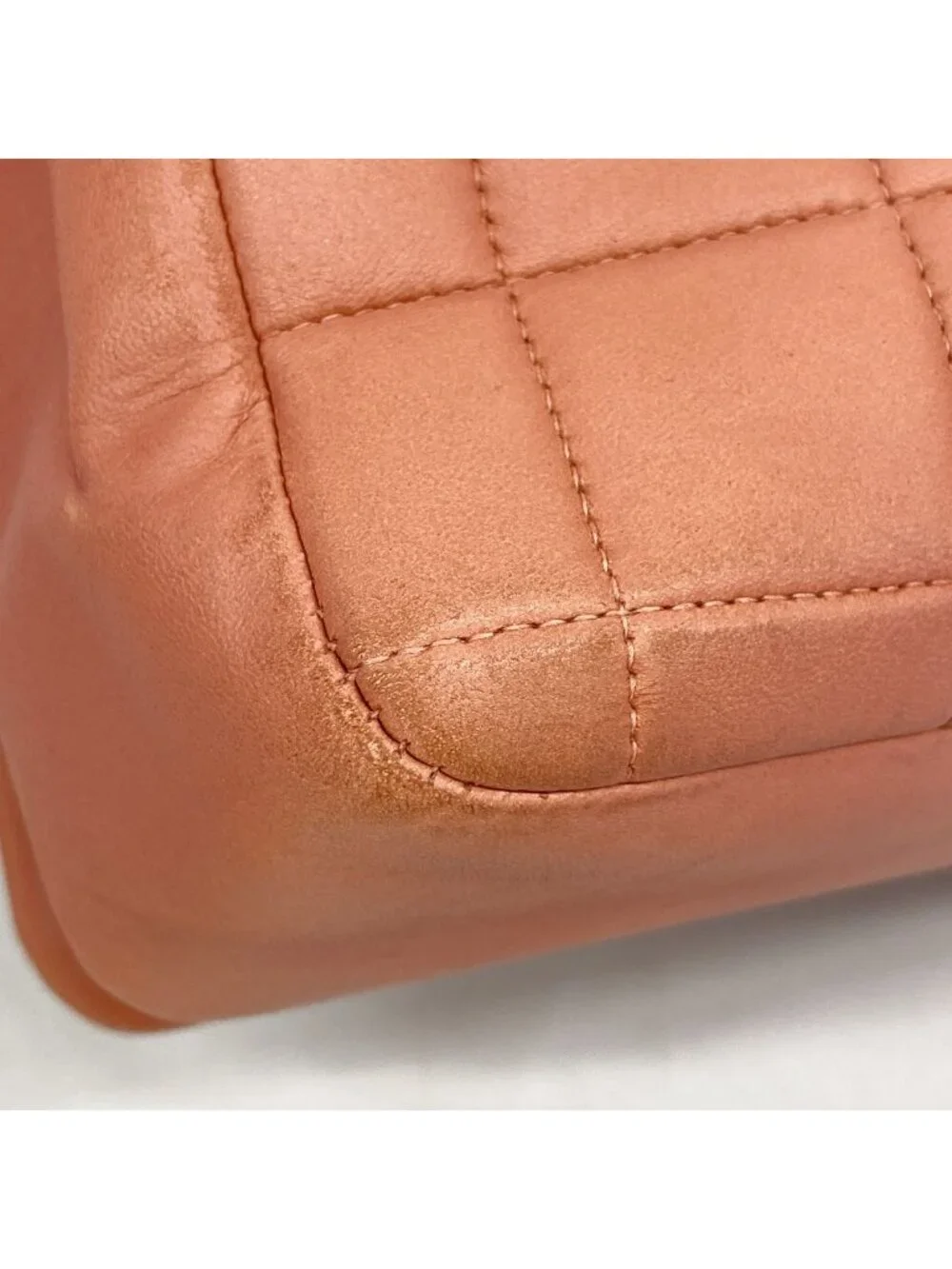 Chanel Shoulder Bag Choco Bar Lambskin Coral Pink Silver